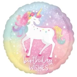 Amscan® Verzaubertes Einhorn - Birthday Folienballon Rund, Ø 43 Cm