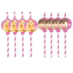 Amscan® Pretty Pony - 8 Trinkhalme Mit Aufsteckkarten Papier, Sortiert