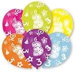 Amscan® - 6 Latexballons Zahl 5 Rundum Bedruckt, Farblich Sortiert 27,5 Cm