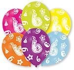 Amscan® - 6 Latexballons Rundum Bedruckt 6, Farblich Sortiert 27,5 Cm