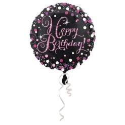 Amscan® Happy Birthday - Pink Celebration Folienballon, Rund, Ø 43 Cm