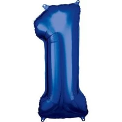 Amscan® - Folienballon Große Zahl 1 Blau, 33 X 86 Cm