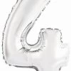 Amscan® - Folienballon Mini Zahl 4 Silber, 35 Cm