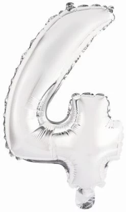 Amscan® - Folienballon Mini Zahl 4 Silber, 35 Cm