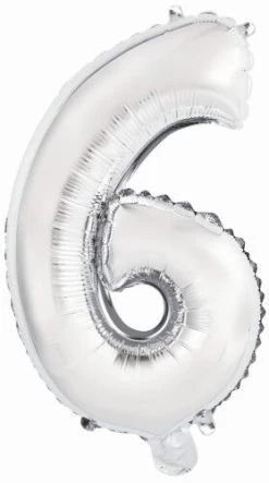 Amscan® - Folienballon Mini Zahl 6 Silber, 35 Cm