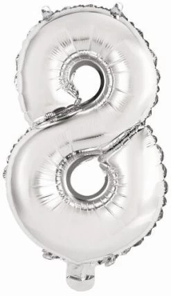 Amscan® - Folienballon Mini Zahl 8 Silber, 35 Cm