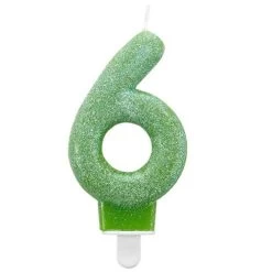 Amscan® - Zahlenkerze 6 Glitzer, Höhe 7,6 Cm